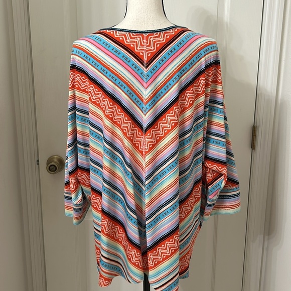 Studio Woman Multi color V Neck Tie Front Blouse Sz 2x - Picture 4 of 11